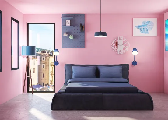 Blue and pink room check  Design Rendering