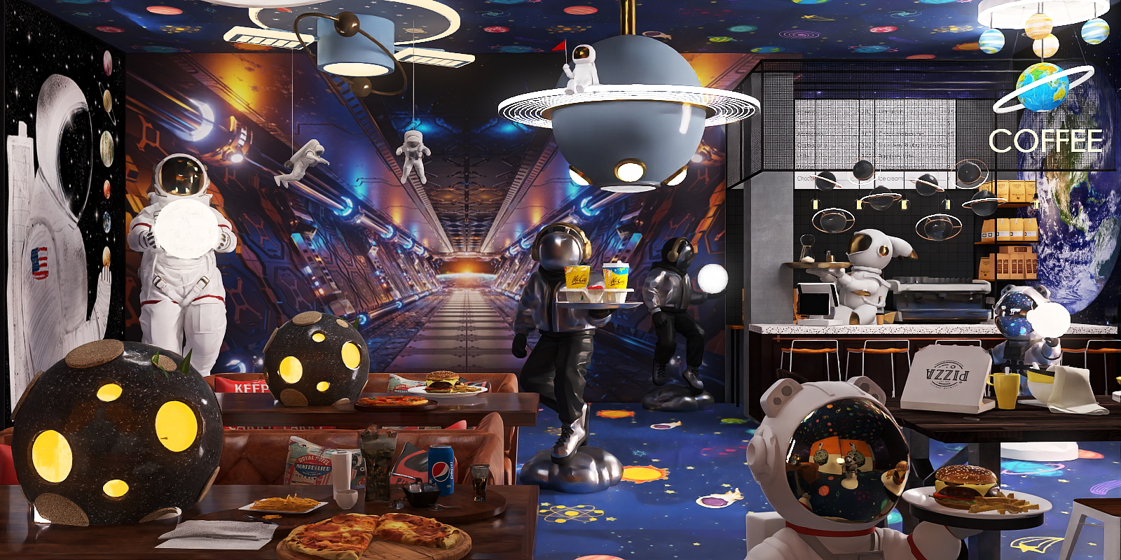 Food in space 🍔 🍕 🍿