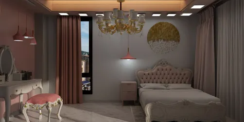 Small pink and gold bedroom