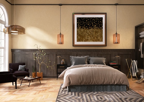 bedroom in brown Design Rendering