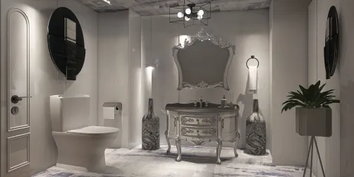 Onyx in the Snow (Half Bathroom)