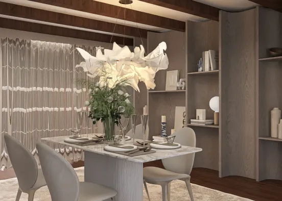 # Comedor con pared de almacenamiento  Визуализация дизайна