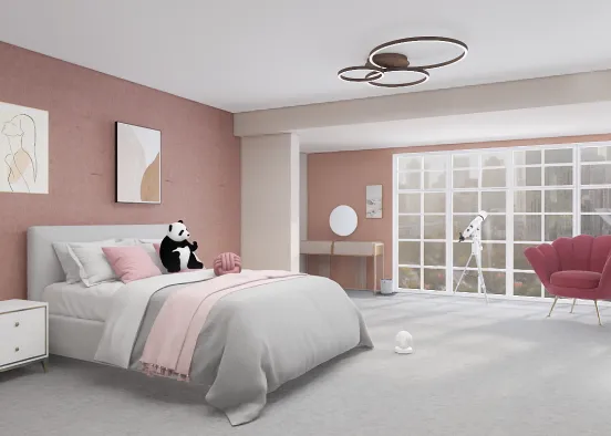 um quarto para qual gosta de rosa Design Rendering