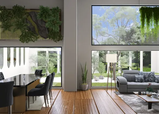 LIVING ROOM WITH GREENERY Design Rendering