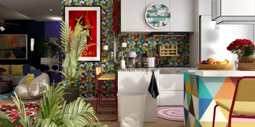 Open Concept 
Kitchen and Living room 
colorful ❤️