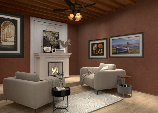 Modern Farm Living Room  Design Rendering