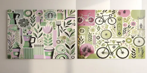 green purple murals