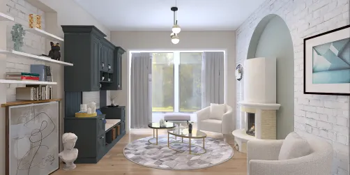 Living room with fireplace.