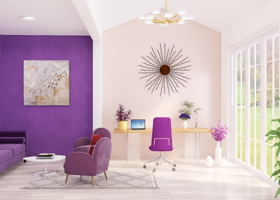 Purple Living Room Design Rendering