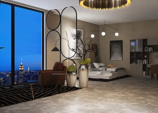 New York Boss Penthouse Bedroom  Design Rendering