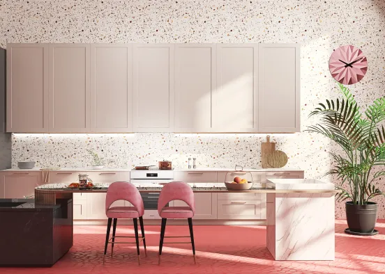 Pink kitchen Design Rendering