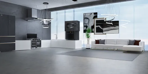 living room and kitchen