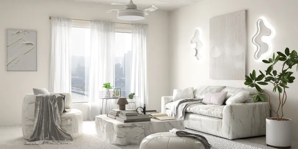 modern living room featuring a luxurious marble sofa arranged for comfort and style, showcasing sophisticated interior decor using Homestyler's real-time 3D rendering feature.