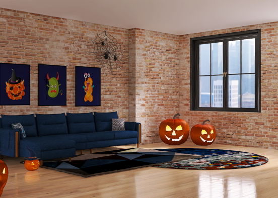 Halloween New York Loft Living room Design Rendering
