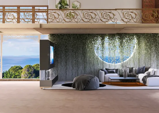 Beautiful living room with balcony  Design Rendering