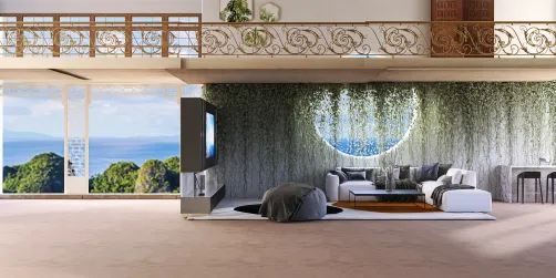 Beautiful living room with balcony 
