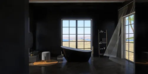 Sleek Metallic Dark Bathroom