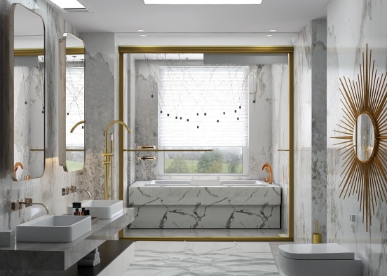 Gold Marble Wc Design Rendering