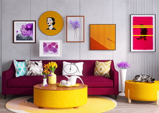 Bauhaus Style of Living room  Design Rendering