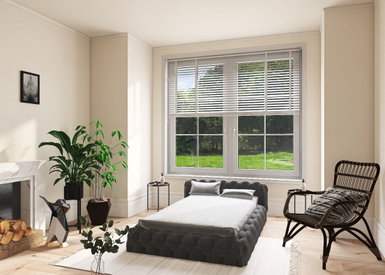 Minimalistic bedroom Design Rendering