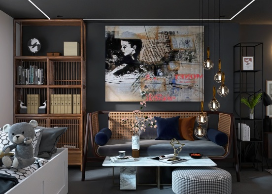 Dark living room idea 💡 Design Rendering