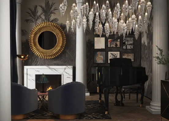 An Art Deco piano room Design Rendering