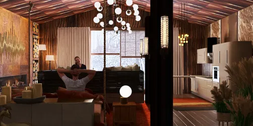 snowing Forrest cabin 
