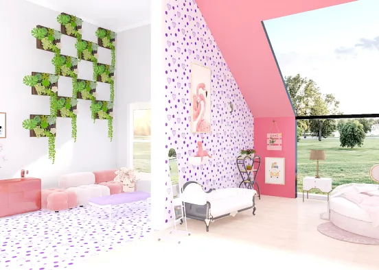 Pink cherry blossom Bedroom Design Rendering