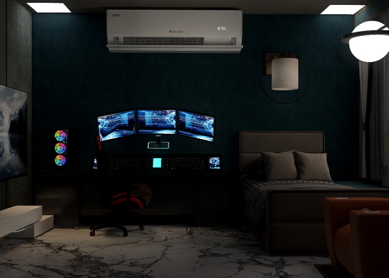 gamerz bed room and setup room Design Rendering