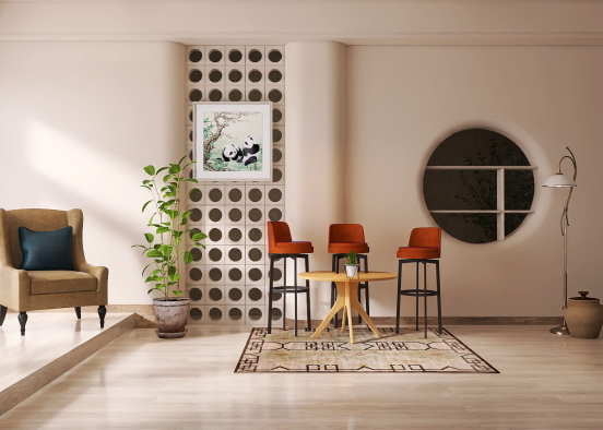A cool nature living/dining area  Design Rendering