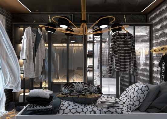 Cozy Black Bedroom ⚪⚫ Design Rendering