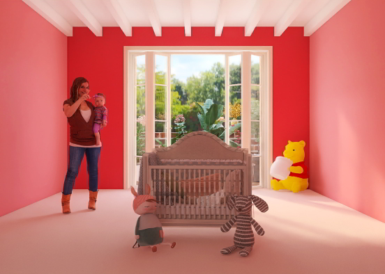 Pink and Peachy Baby Girls Room Design Rendering
