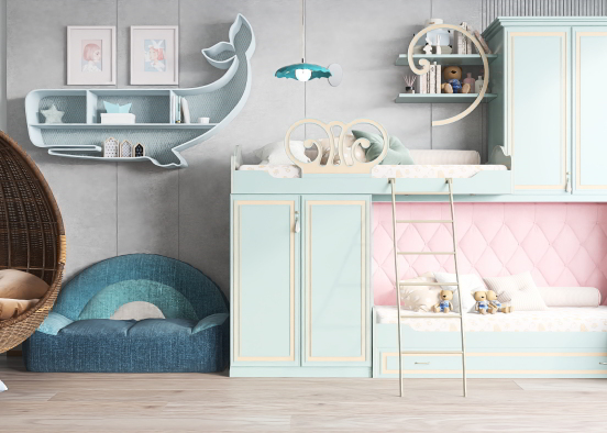 Ocean Kids Bedroom Design Rendering