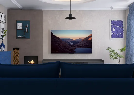 Italian minimalist small living room  Design Rendering