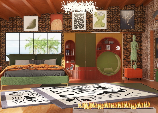 My African Bedroom  Design Rendering