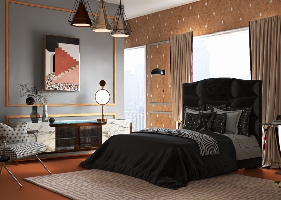 Peach Bedroom Design Rendering