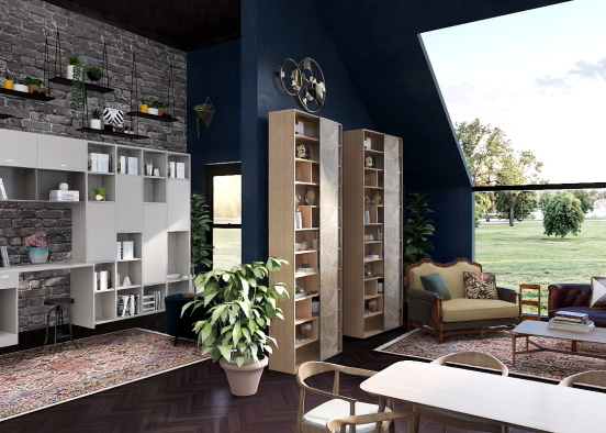 Library room with window Design Rendering