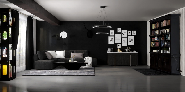 living room in dark tones 🖤