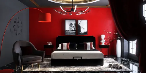 black and  red bed room design 🖤♥️