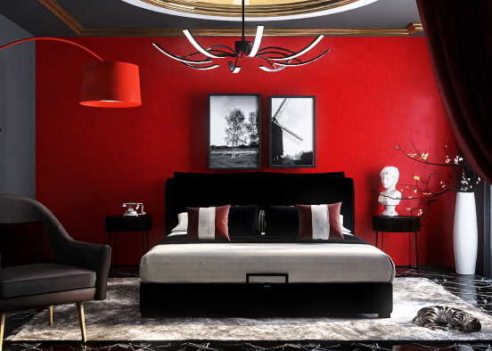 black and  red bed room design 🖤♥️ Design Rendering