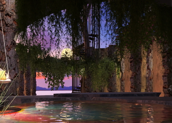 Hidden Cave Paradise At Sunset  Design Rendering
