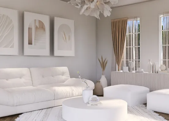 # White living Renderização de Design