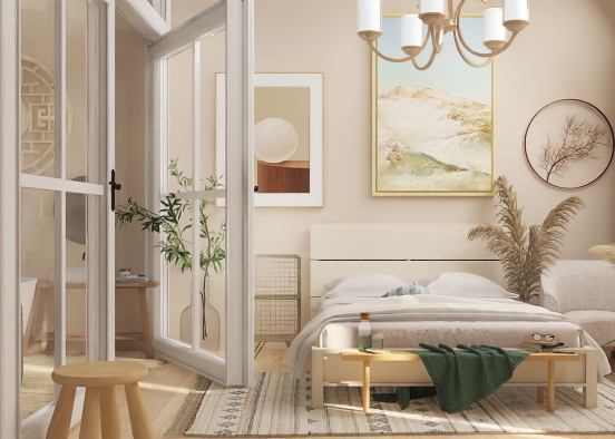 cozy room& bathroom 😌 Design Rendering