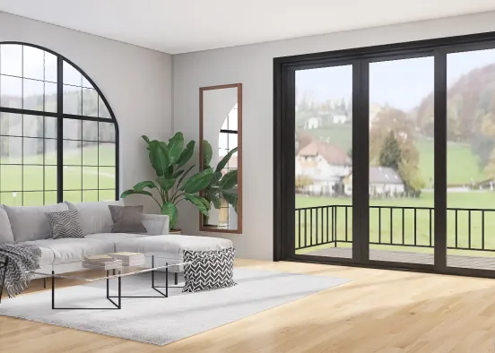 Modern Cozy Living Room Design Rendering
