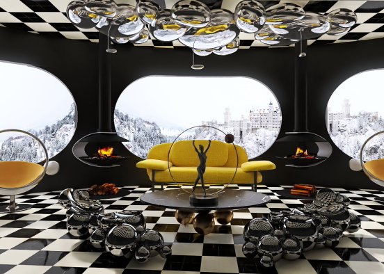 Salon conceptuel jaune  Design Rendering