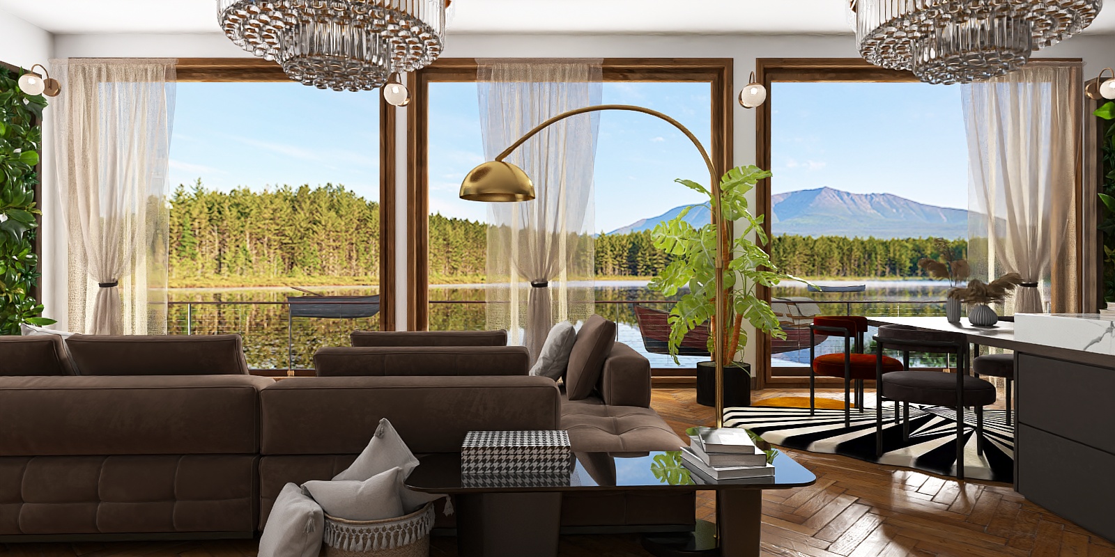 Summer house with view on the lake and boats