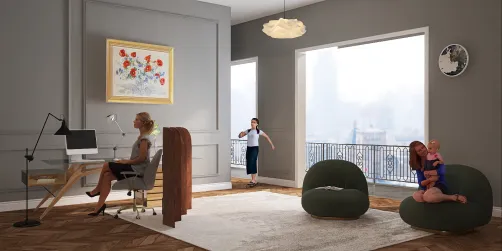 Home office and living room