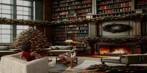 Festive Library Retreat