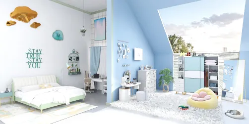 cuarto de pastel 💙💚🤍