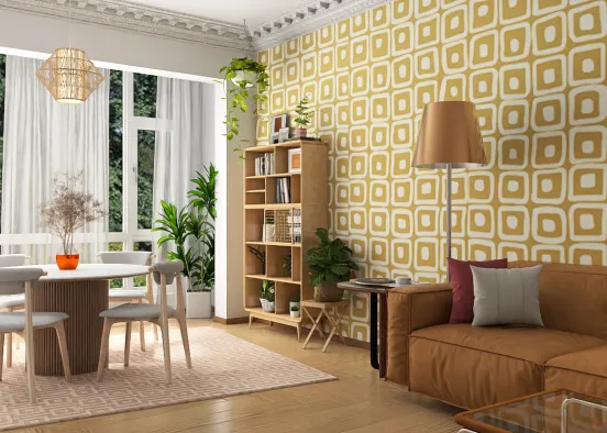 # Modern Living and Dining Room Renderização de Design